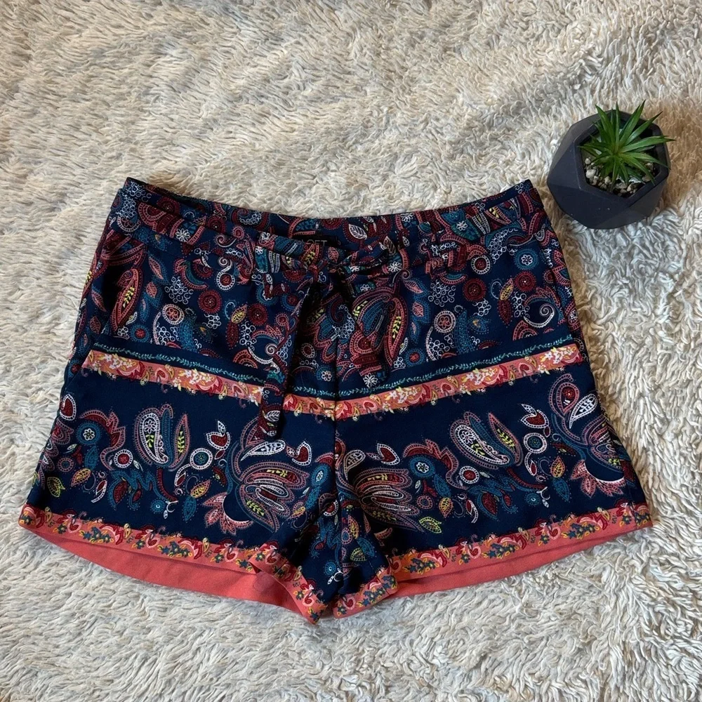 LOFT Shorts Womens Multicolor Paisley Print Boho Colorful Festival size 0
